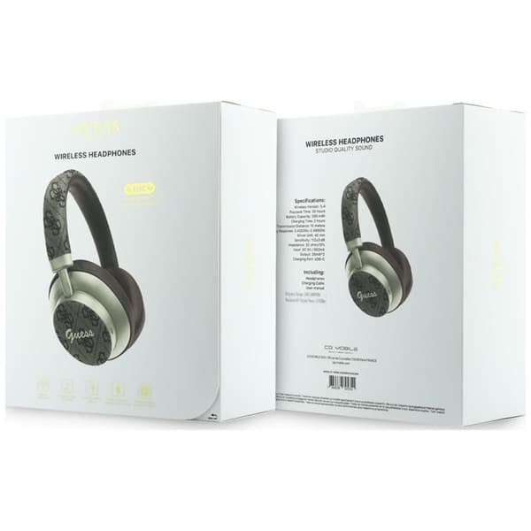 Guess On-Ear Hörlurar Bluetooth ENC 4G Gold Script Metal - Brun