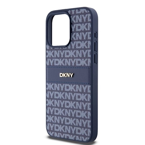 DKNY iPhone 15 Pro Max Mobilskal Läder Mono Stripe & Metal Logo