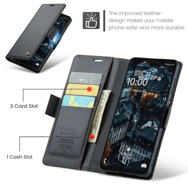 CASEME Plånboksfodral Konstläder för Samsung Galaxy A06 4G - Svart