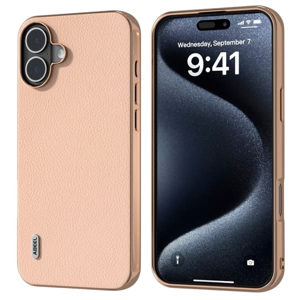 ABEEL Mobilskal till iPhone 16 Plus Horizon Äkta Läder - Rosa