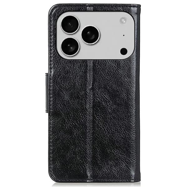 iPhone 17 Pro Plånboksfodral Äkta läder - Svart Svart