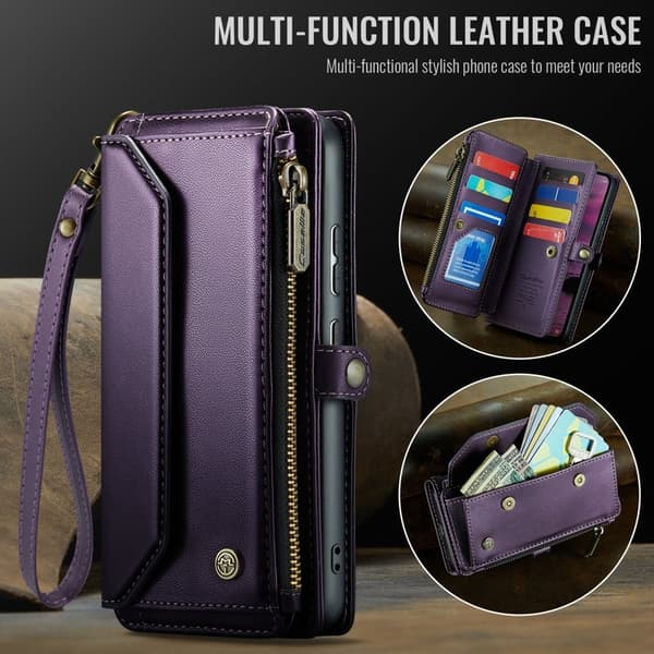CASEME Plånboksfodral Konstläder för Samsung Galaxy S25 Edge - Lila