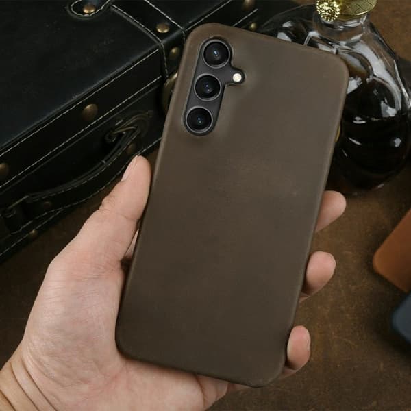 Mobilskal för Samsung Galaxy S26 Plus Magnetiskt Äkta läder - Mörkbrun