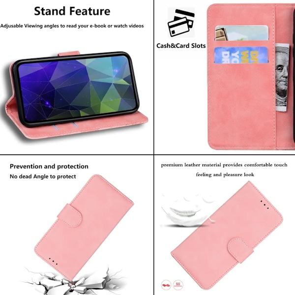 iPhone 15 Plus Plånboksfodral Praktiskt - Rosa