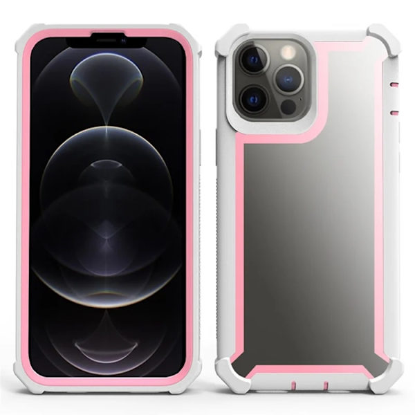 Mobilskal till iPhone 14 Pro TPU + PC Shockproof - Vit/Rosa Rosa