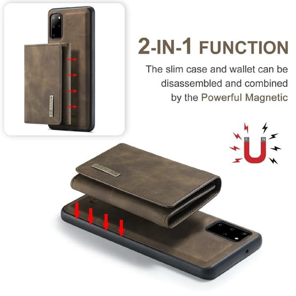 DG.MING Magnetisk Plånboksfodral för Samsung Galaxy S20 Plus - Brun