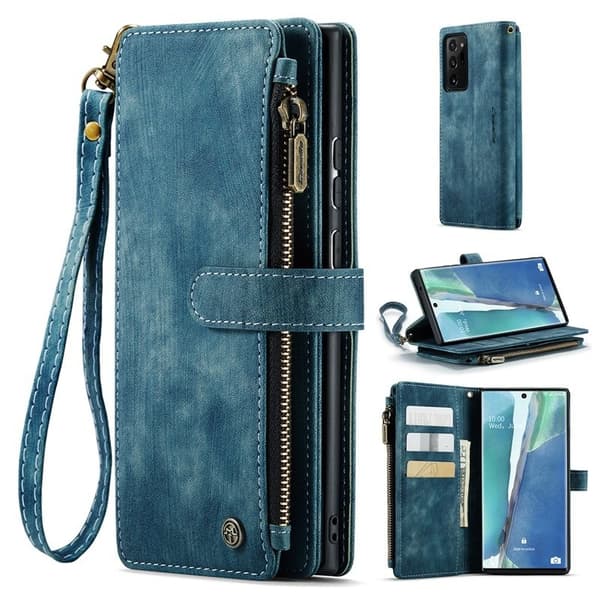 CASEME Konstläder Plånboksfodral för Samsung Galaxy Note20 Ultra - Blå