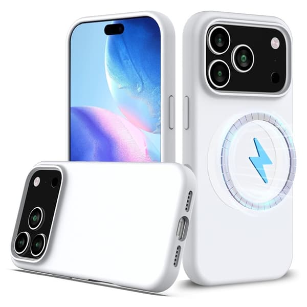 Mobilskal till iPhone 17 Pro Max MagSafe Silikon Anti-Drop - Vit Vit