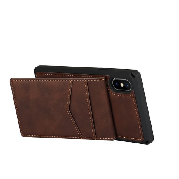 Cover med Slots til iPhone X / Xs - Brun Brown