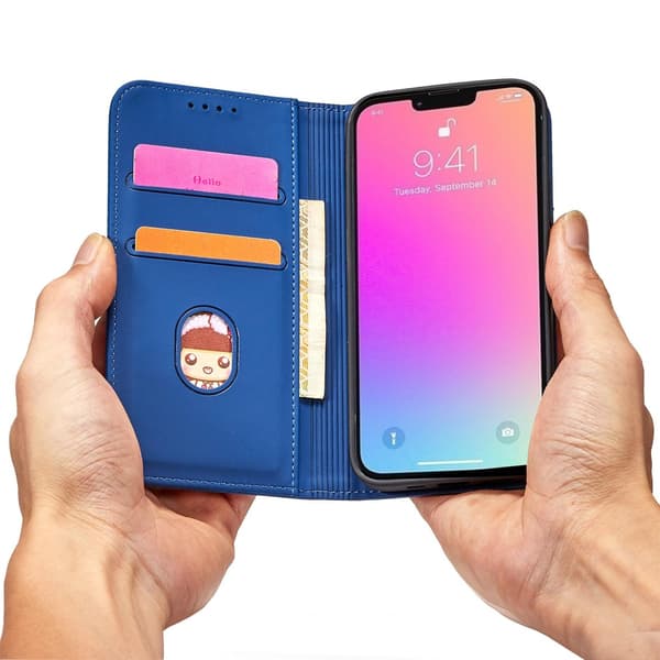 iPhone 13 Pro Magnet Stand Pungetui - Blå Blå