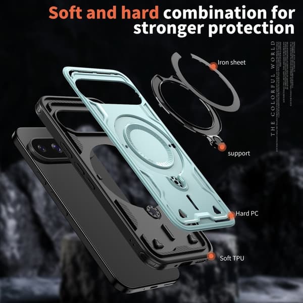 Mobilskal till Google Pixel 10/10 Pro Militärskydd Plast Kickstand - Blå