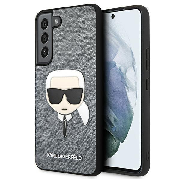 Karl Lagerfeld Saffiano Iconic Karl's Head Cover Galaxy S22 Plus Silver
