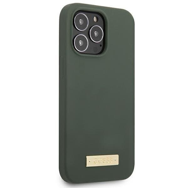 Guess iPhone 13 Pro Skal MagSafe Silicone Logo Plate - Khaki