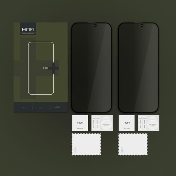 Hofi [2-Pack] iPhone 16 Pro Härdat Glas Skärmskydd Privacy Black
