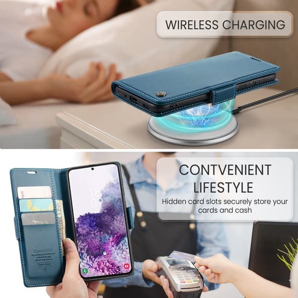 CASEME Plånboksfodral Konstläder för Samsung Galaxy S20 - Blå