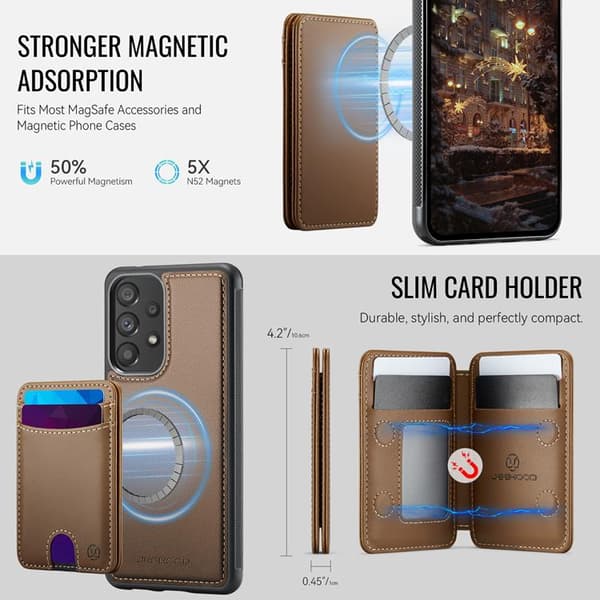 JEEHOOD Samsung Galaxy A33 5G Mobilskal KonstLäder - Brun Brun