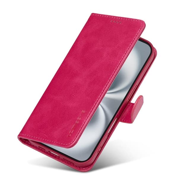 LC.IMEEKE iPhone 17 Plånboksfodral Calf Texture Konstläder - Rosa