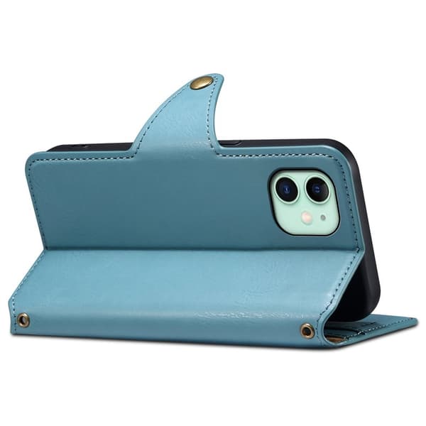 DENIOR iPhone 11 Plånboksfodral Konstläder Blå med Stötabsorberande Design