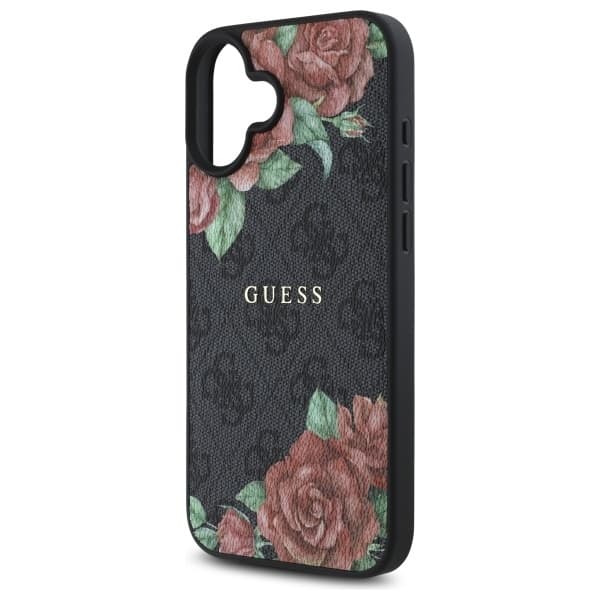Guess telefonetui til iPhone 16 MagSafe 4G Blomsterprint - Sort Black