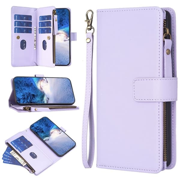 iPhone 15 Pro Max -lompakkokotelo Zipper Flip - Violetti Lila