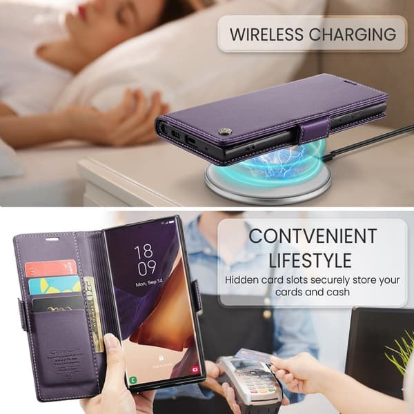 CASEME Plånboksfodral Konstläder för Samsung Galaxy Note20 Ultra - Lila