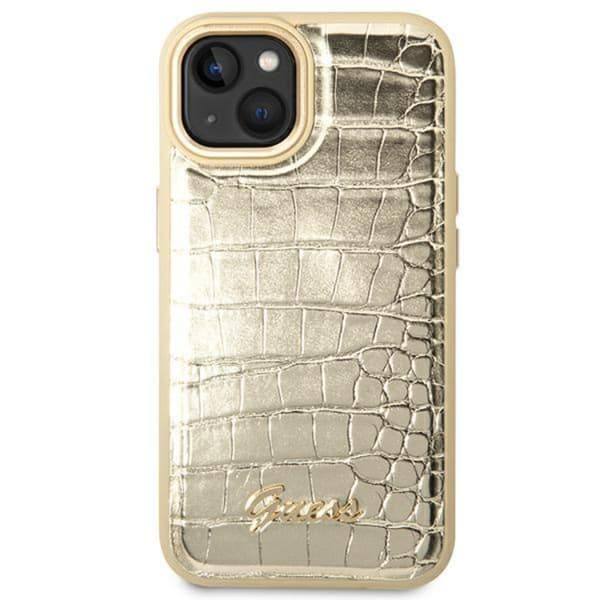 GUESS iPhone 14 Plus Skal Croco Collection - Guld Guld