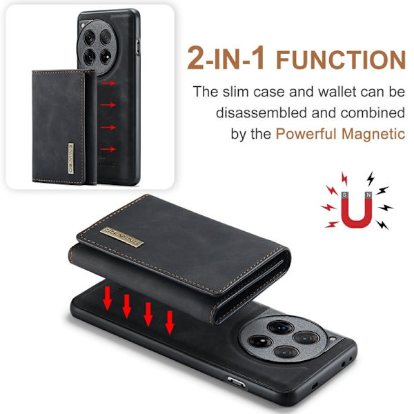 DG.MING OnePlus 12 5G Konstläder Plånboksfodral Svart