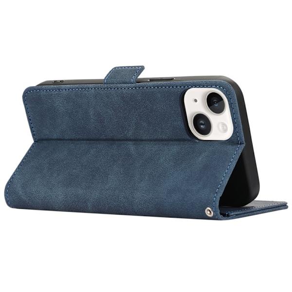 ABEEL iPhone 15 Plus Plånboksfodral Konstläder med RFID-Skydd - Blå