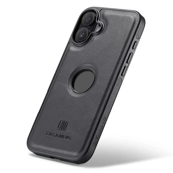 DG.MING Mobilskal till iPhone 16 Plus Anti-Drop Läder - Svart