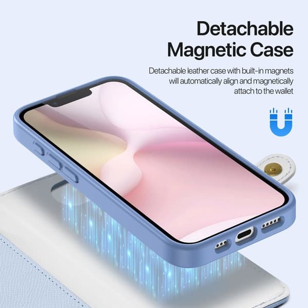 DUX DUCIS Lawa Series iPhone 16e Plånboksfodral - Äkta läder - Ljusblå
