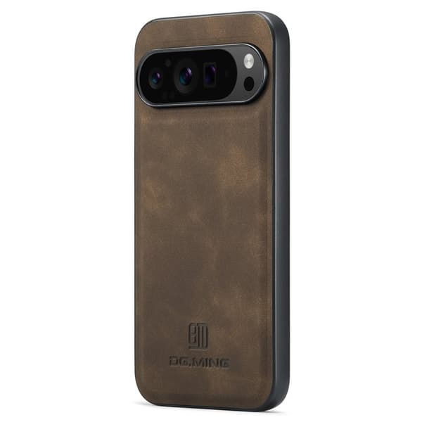 DG.MING Mobilskal till Google Pixel 9 Pro XL PU Läder Hybrid Brun
