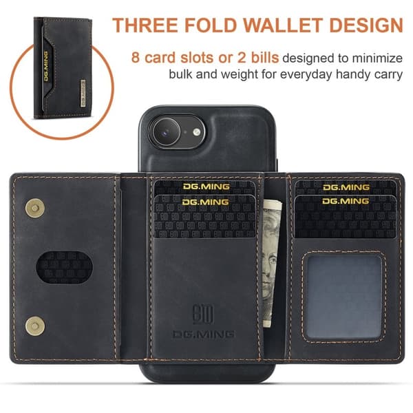 DG.MING M2 Series Mobilskal till iPhone 16e PU + PC + TPU - Svart