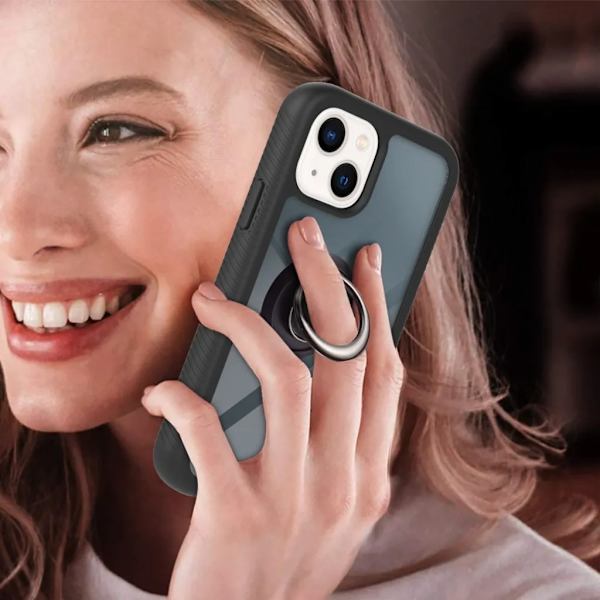 YB iPhone 15 Plus Mobilskal Ringhållare PC - Svart