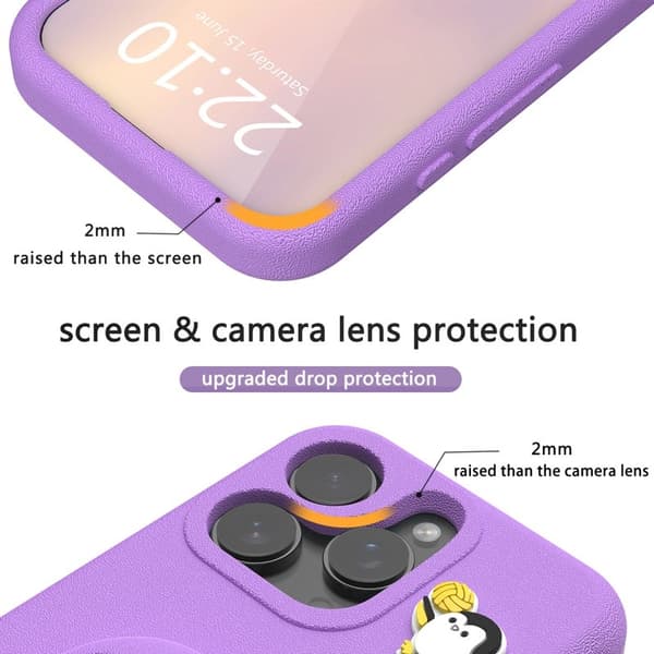 Penguin Mobilskal till iPhone 16 Pro Kickstand Stöttålig EVA - Lila