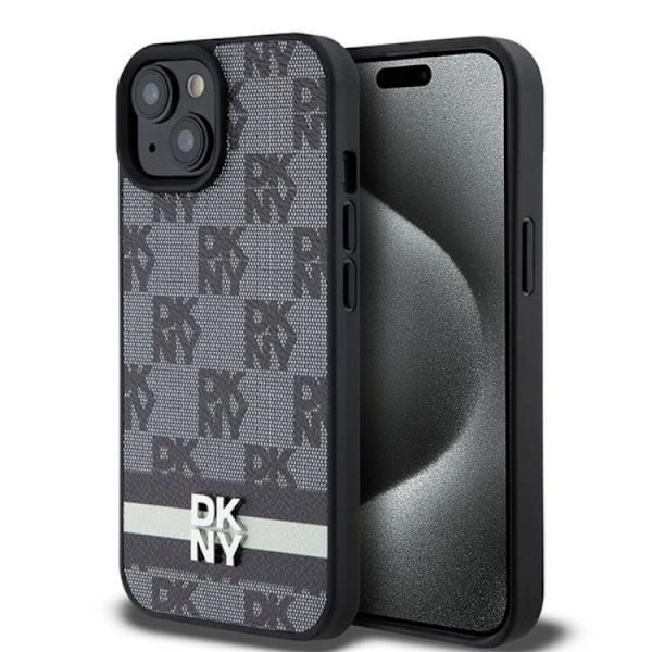 DKNY Galaxy S24 Ultra Mobilskal Läder Checkered Mono Pattern Svart
