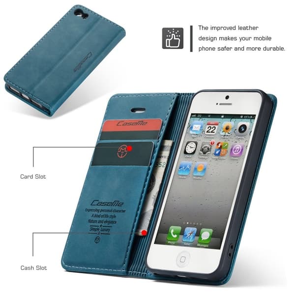 CASEME 013 Mobilskal för iPhone 5s/SE (1:a gen) Konstläder Blå