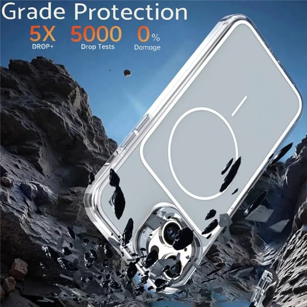 Mobilskal till iPhone 15 MagSafe Lens Kickstand med Handrem - Grå Grå
