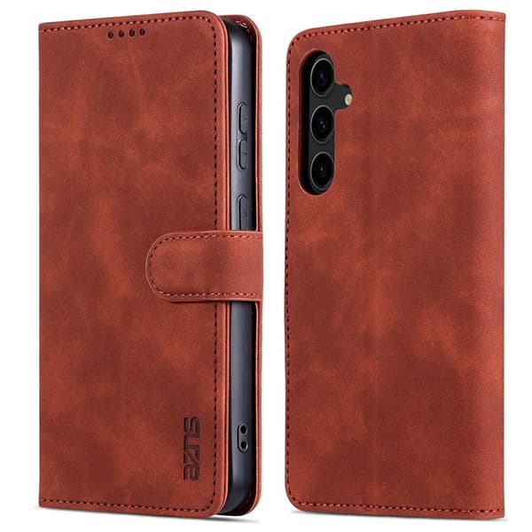 AZNS Samsung Galaxy S24 FE Plånboksfodral Konstläder - Brun