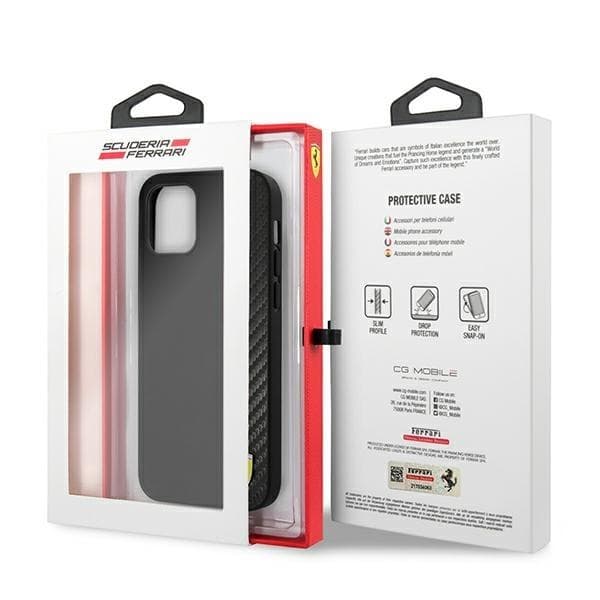 Ferrari On Track Carbon Stripe iPhone 12 Mini - Musta Black