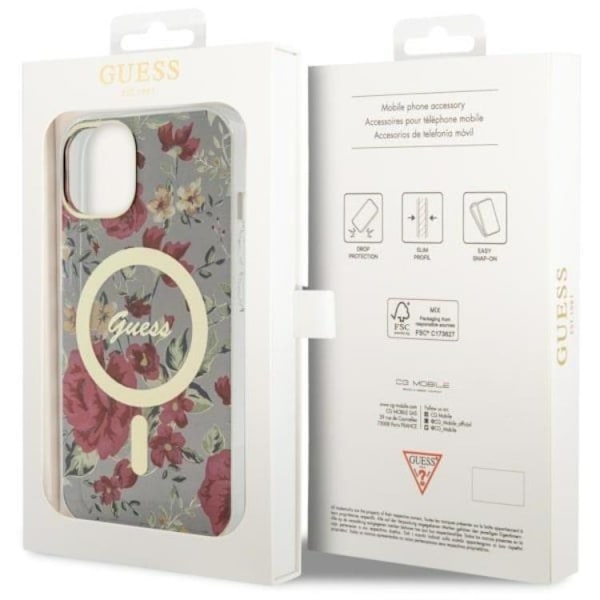 Guess iPhone 14 Mobilskal MagSafe Flower - Grön/Khaki