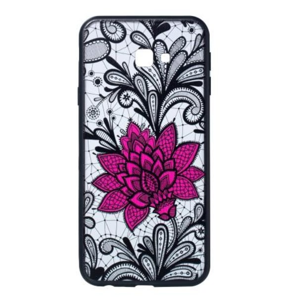 Præget blomst cover til Samsung Galaxy J4 Plus - Rød blomst