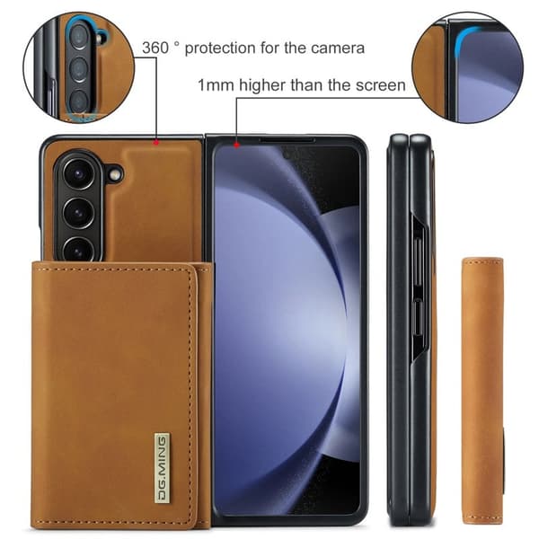 DG.MING Magnetiskt Avtagbart Plånboksfodral Samsung Galaxy Z Fold5 Brun