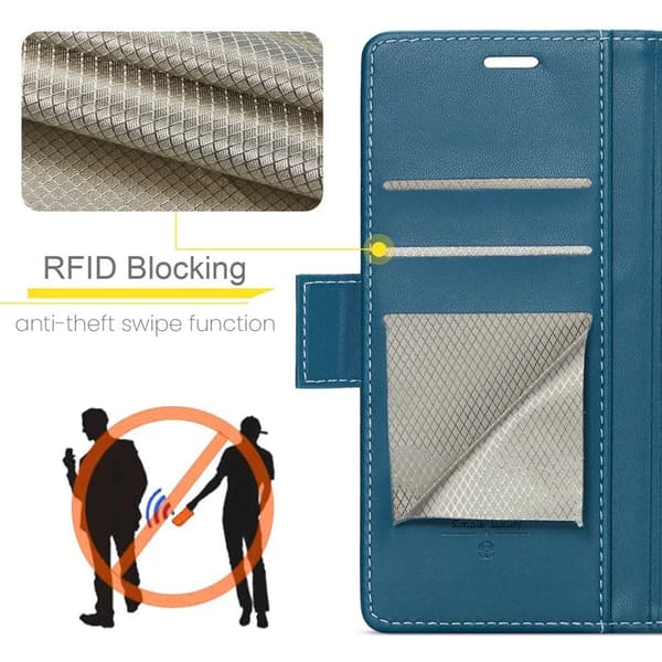 CASEME Plånboksfodral Konstläder till iPhone 16 med RFID-Skydd Blå