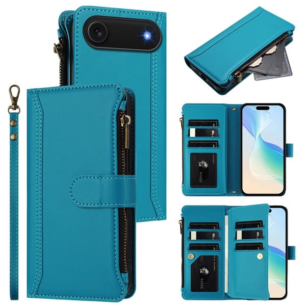 iPhone Air Plånboksfodral Zipper Med Rem - Sjöblå Blå