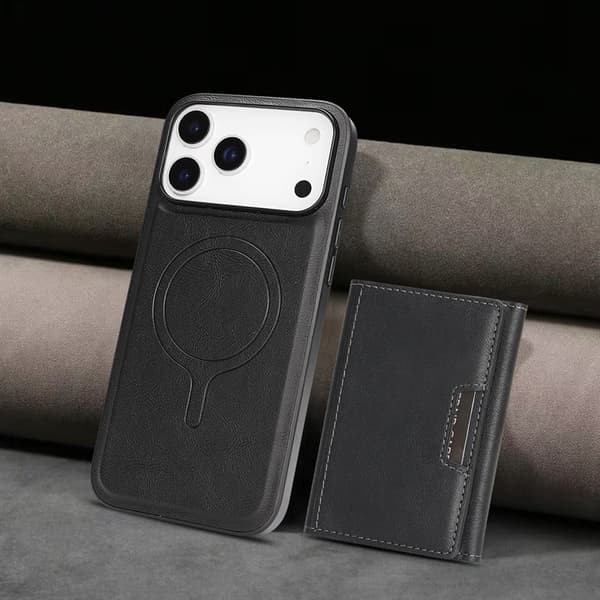 Mobilskal till iPhone 17 Pro MagSafe Kickstand Tri-fold Korthållare Svart