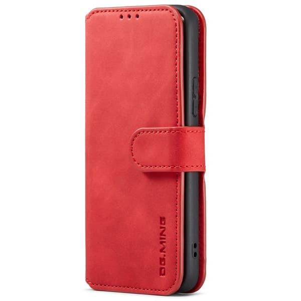 DG.MING Plånboksfodral Konstläder för Samsung Galaxy S22+ 5G - Röd