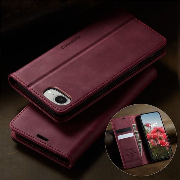 Caseme iPhone 16e Konstläder Plånboksfodral RFID-Skydd - Röd Röd