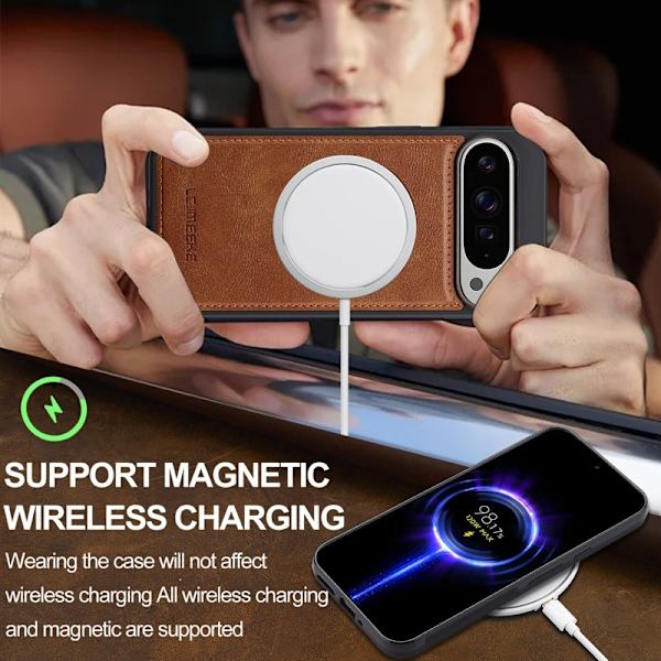 LC.IMEEKE Google Pixel 10 Pro Plånboksfodral Konstläder - Brun