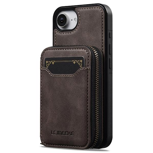 LC.IMEEKE L6 iPhone 16e Plånboksfodral Konstläder - Brun