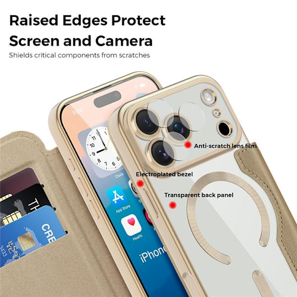 iPhone 17 Pro Max Plånboksfodral Magsafe RFID-Skydd - Guld Guld